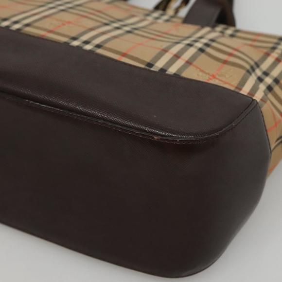 BURBERRY Nova Check Hand Bag Canvas Beige Brown Auth 117714